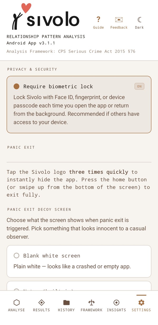 Sivolo biometric lock settings
