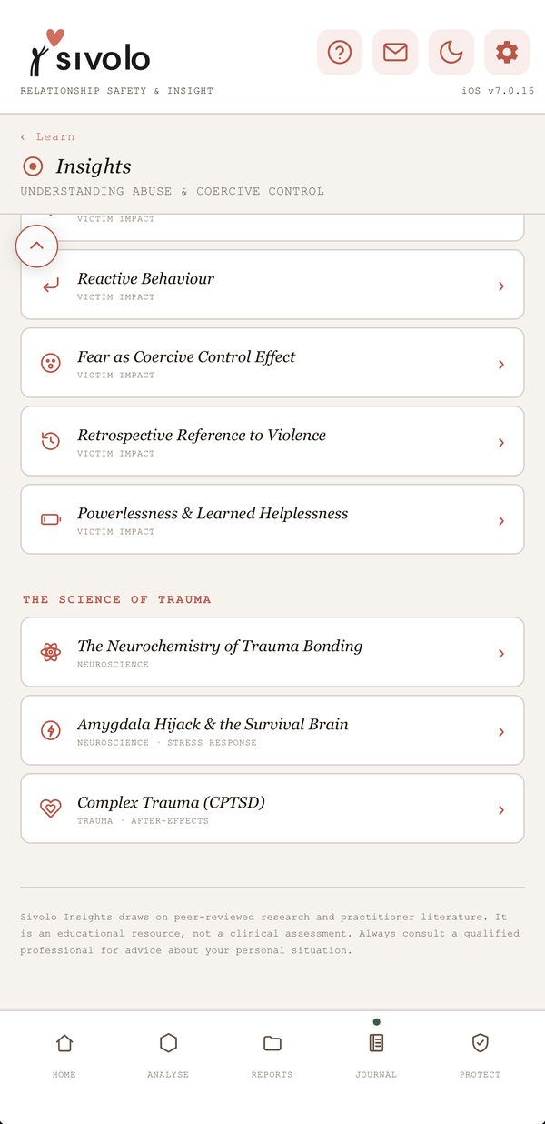 The Sivolo Insights library: victim impact cards and the science of trauma